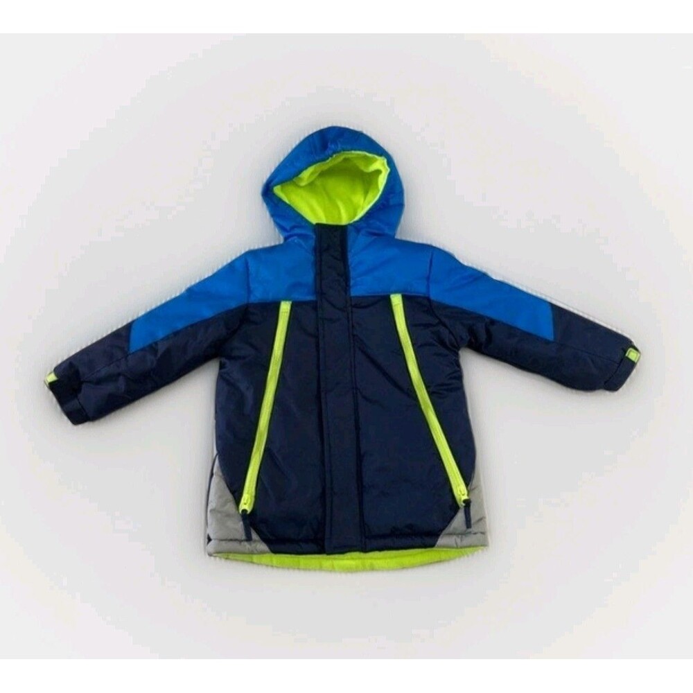 Wippette Boys 4 Blue Gray Hooded Winter Jacket Full Zip Puffer Coat